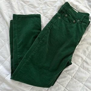 GAP Women’s Size 27/4 Petite Cigarette High Rise Corduroy Pants Emerald Green